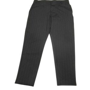 Conceited Black and Gray Pinstripe Ankle Legging Trousers N0589